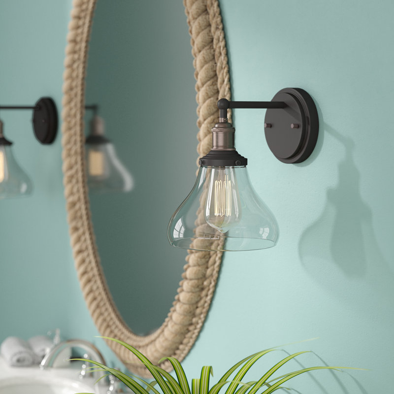 Applique murale de salle de bain à une lumière à intensité variable Eliziah, Bronze rustique