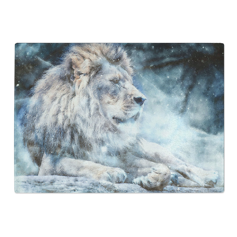Tempered Glass Beautiful Lion Chopping Board, 20 cm x 28.5 cm