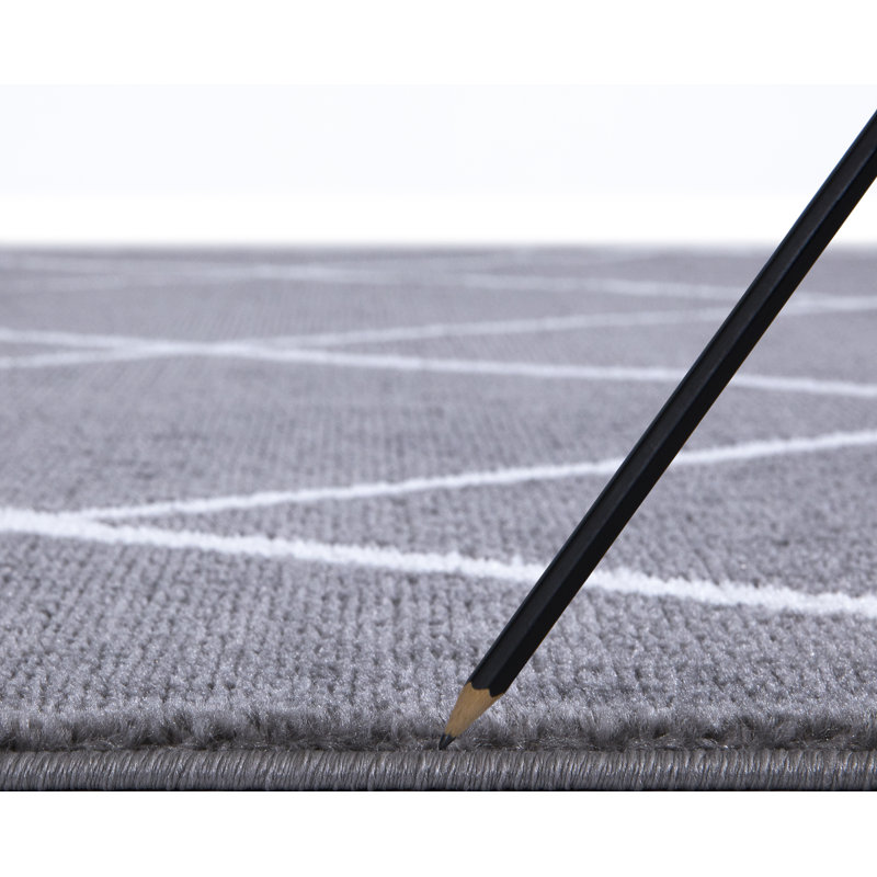 Tapis zone grise diamond Merrie, Rectangle 2 pi 7 po x 4 pi 1 po