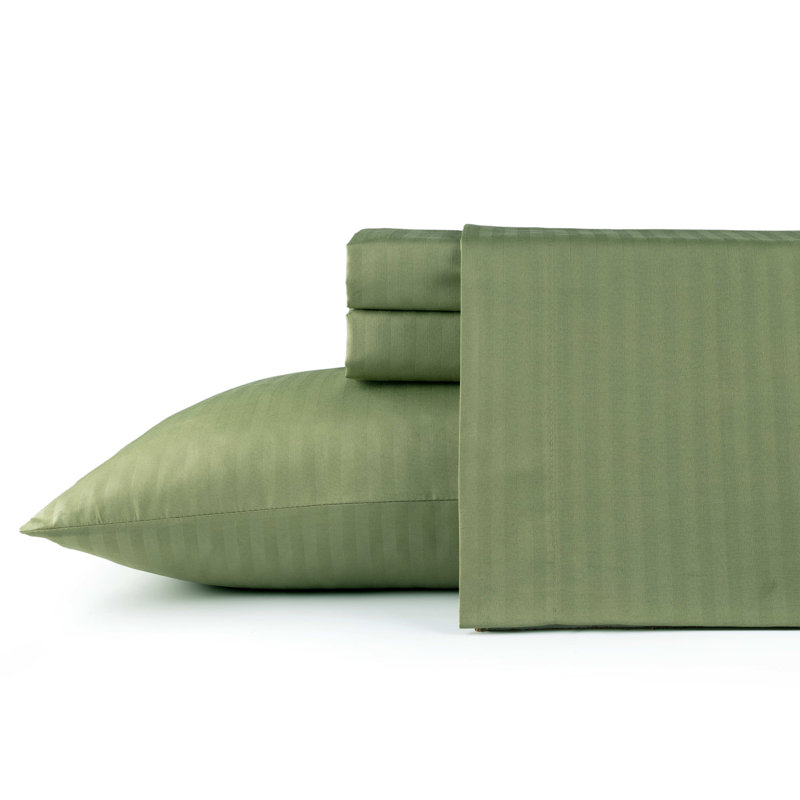 Ensemble de draps 4 pièces Bibb Home, Ensemble de draps pour très grand lit avec 2 taie, Sauge