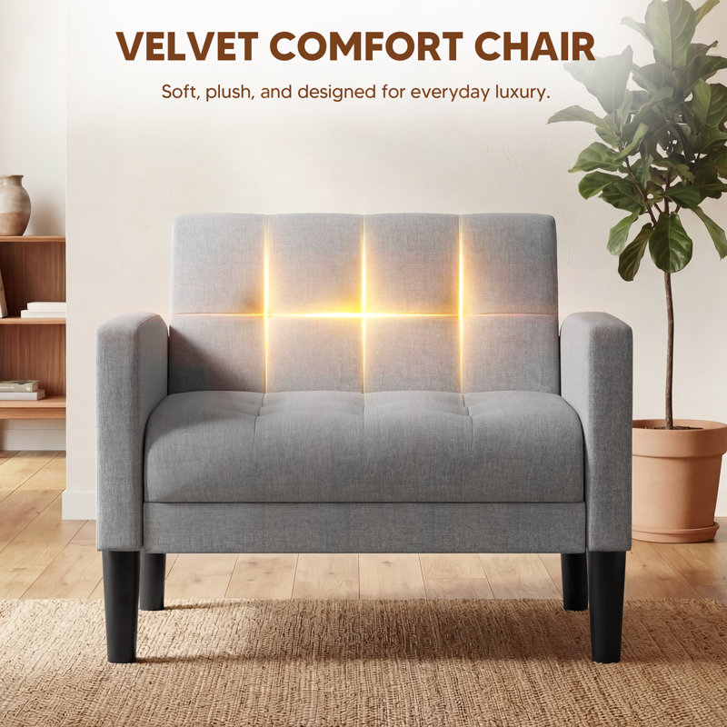 Upholstered Armchair, Linen Light Grey