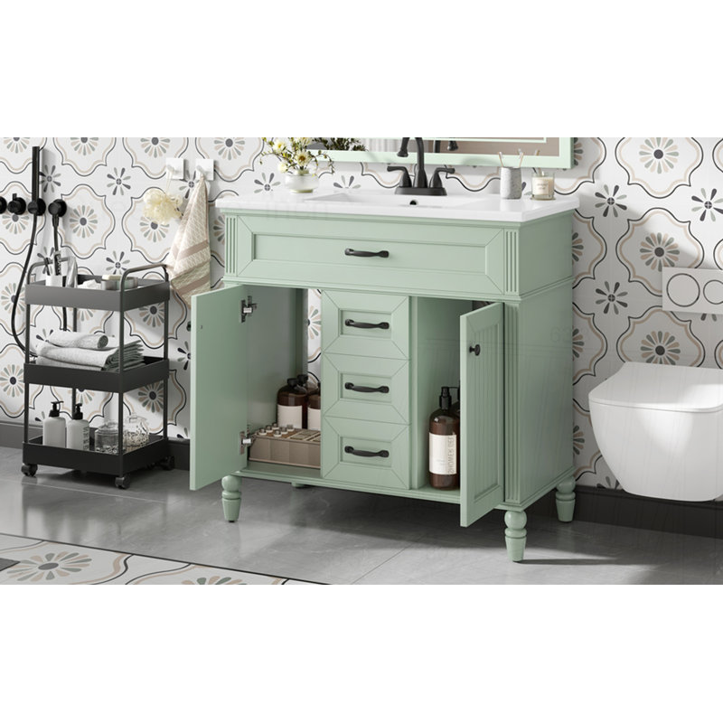 Meuble-lavabo 36 po avec lavabo, Vert