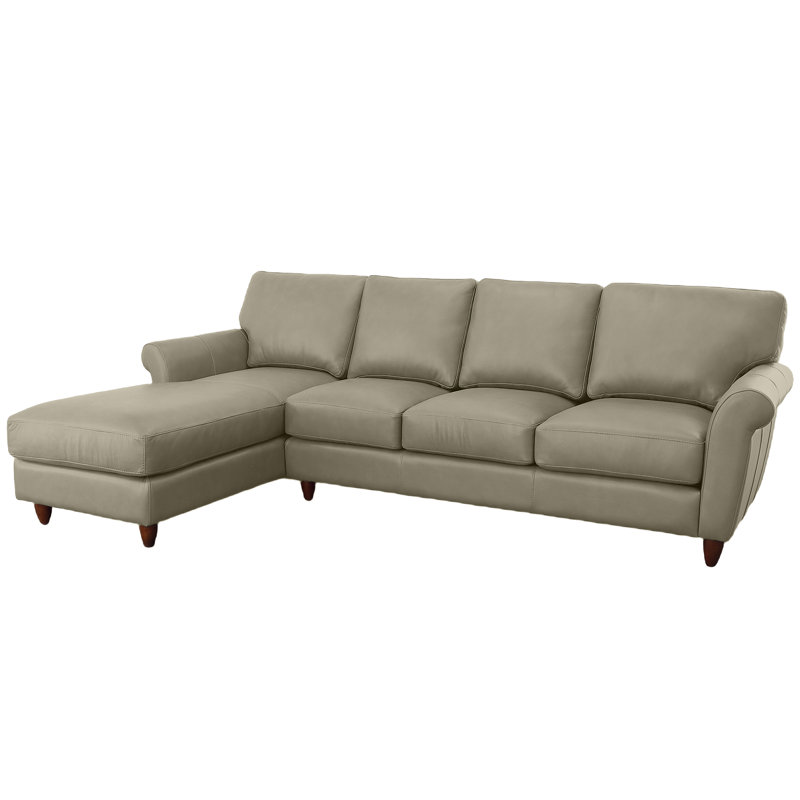 Canapé modulaire en cuir véritable Cherish, Face à la gauche, Cuir véritable gris clair
