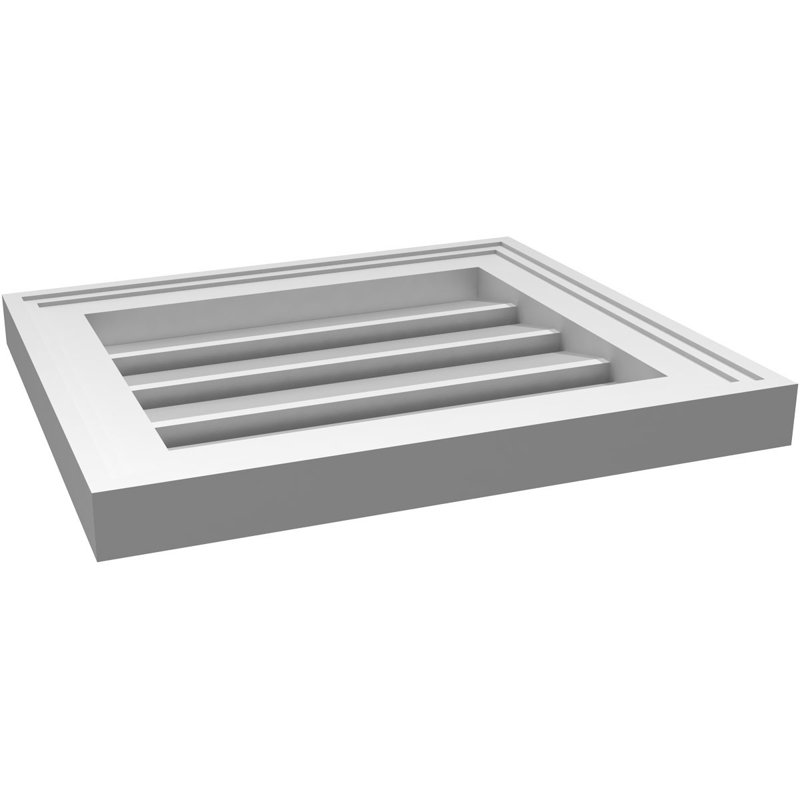 Évent à pignon fonctionnel en uréthane rectangulaire à fixation en surface, brun clair apprêté, H 14 po x l 16 po x P 1,5 po