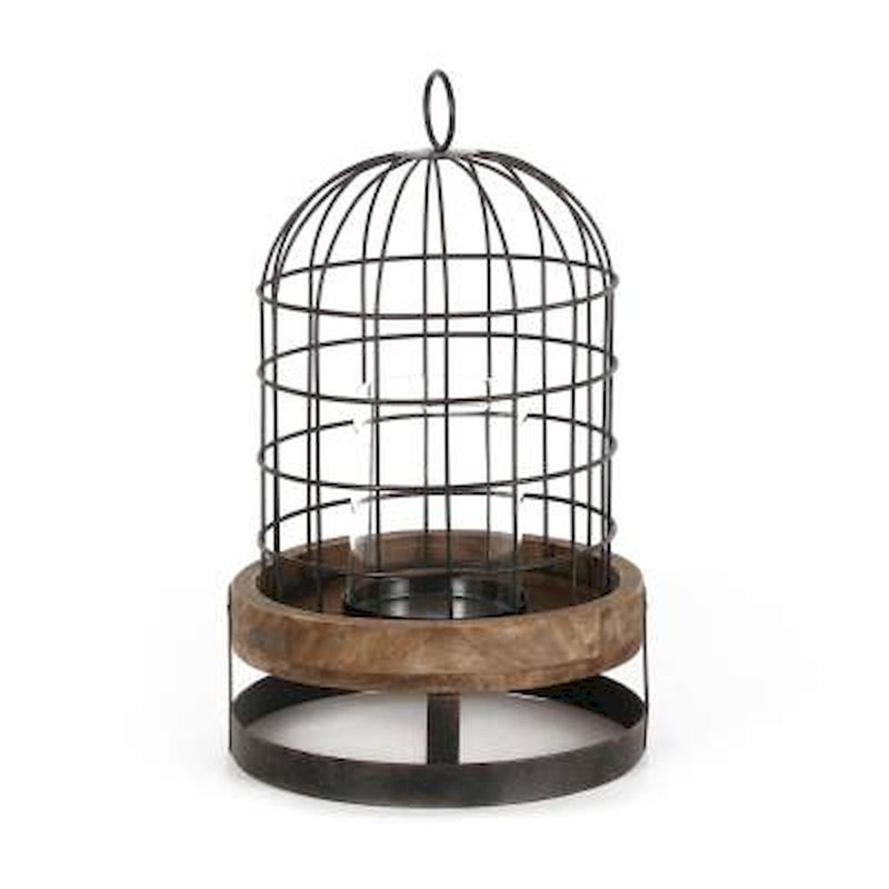 Porte-votive en métal oiseau cage