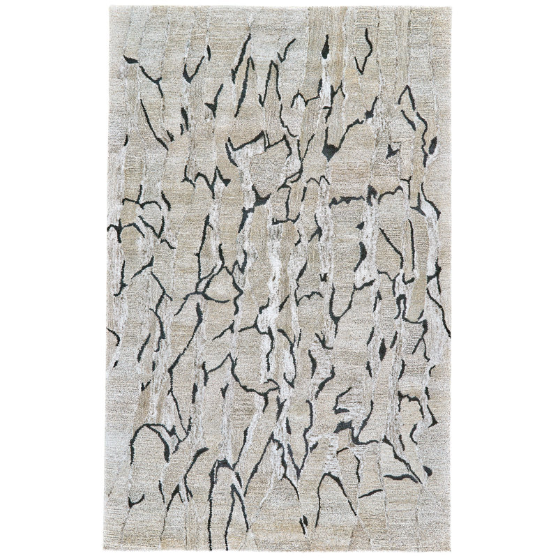 Banford Abstract Area Rug in Taupe/Black, Rectangle 2' x 3'