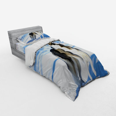 Ensemble de housse de couette en microfibre noire / bleue