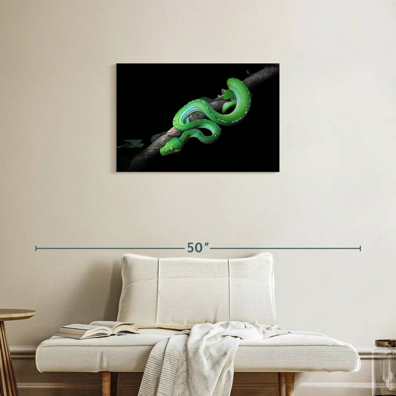 Brampt Green Python Slithering On A Branch, 20" H x 30" W