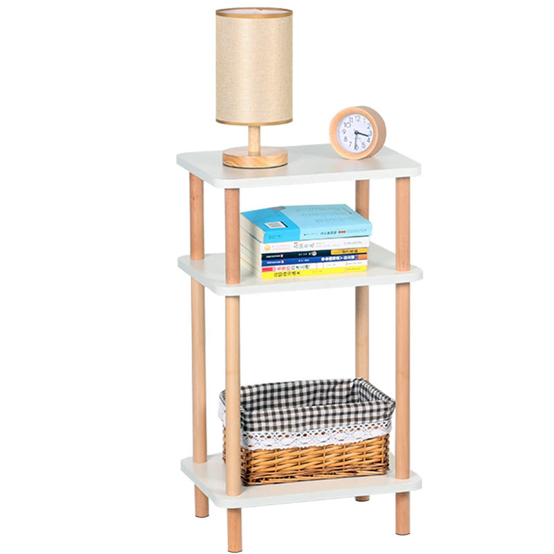 Table d'appoint à 3 niveaux, table de bout haute avec support de rangement