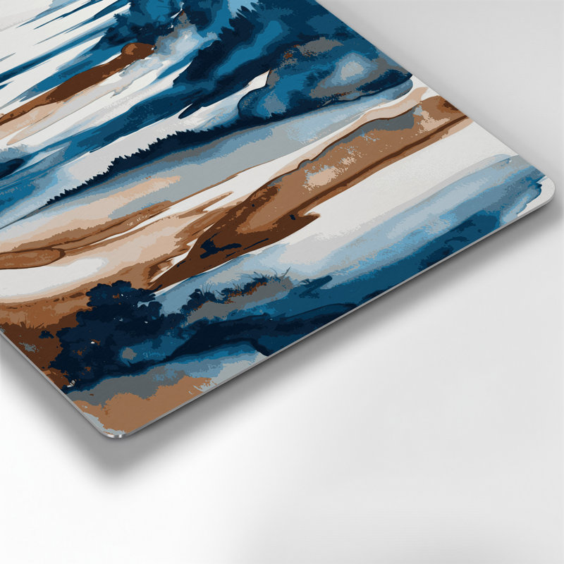 Aquarelle paysage 35, art mural en métal brun, H 16 po x l 16 po
