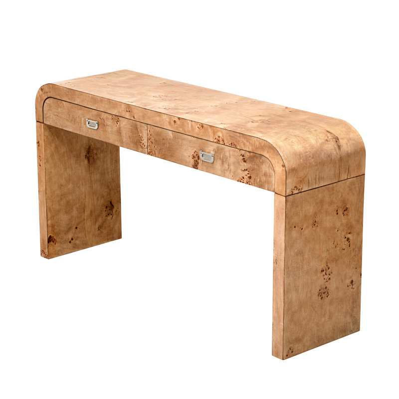 Console en bois avec tiroirs Faelina, Bois naturel et brun, H 31,7 po x l 60 po x P 15,7 po