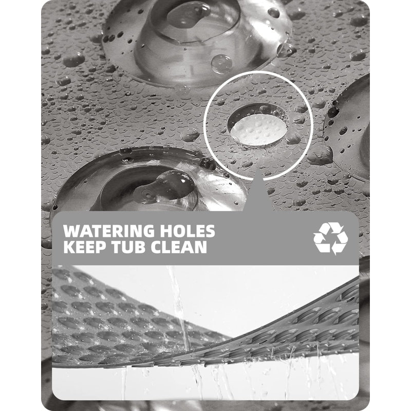 Delapaz Plastic / Acrylic Non-Slip Shower Mat, Light Gray