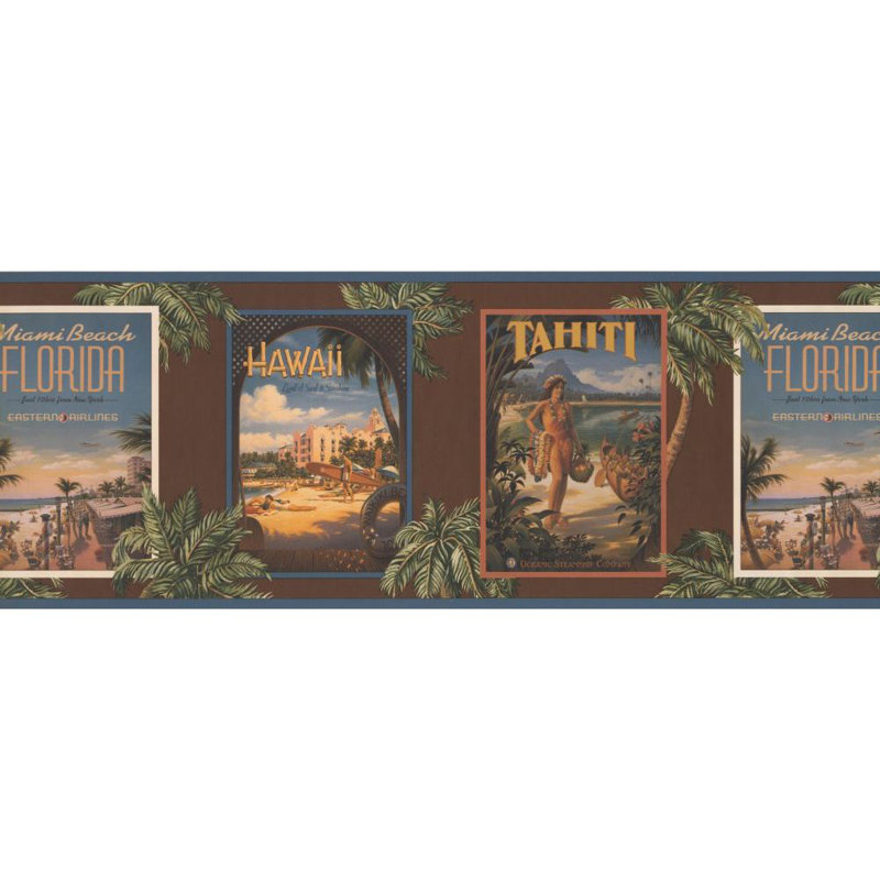  Hawaii Scenery 15' L x 9" W Wallpaper Border, 15' L x 9" W