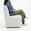 Chaise d'appoint à oreilles rembourrée avec roulettes Petasos-1217101157