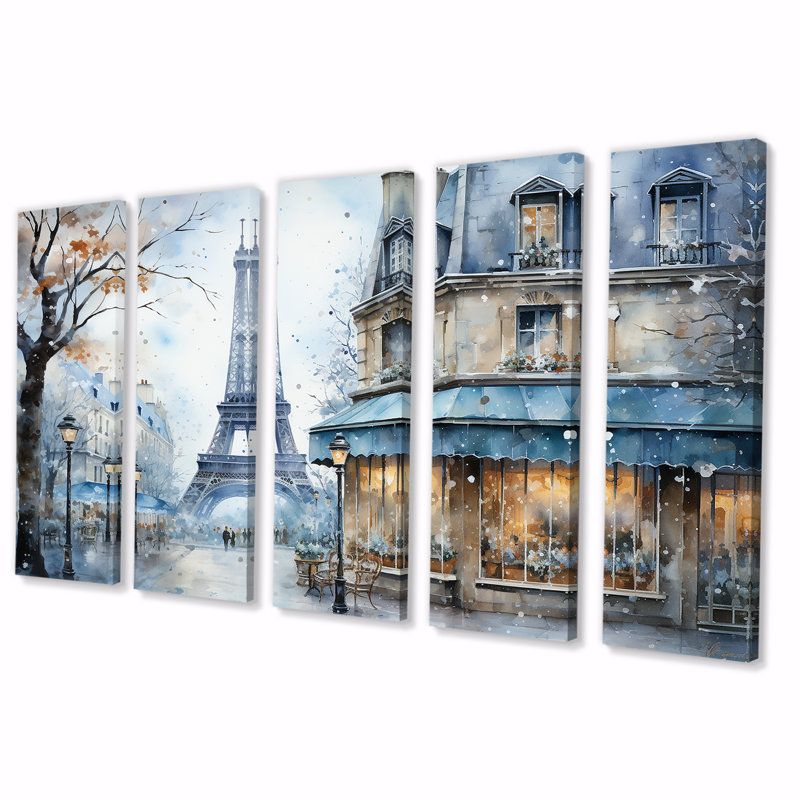 «Gray Urban Parisian Street IV - Paris», art mural 5 pièces, H 28 po x l 60 po