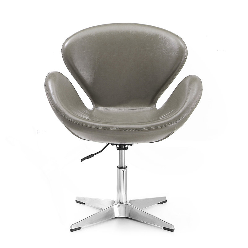 Raspberry Wool Blend Upholstered Swivel Balloon Chair, Pebble Gray
