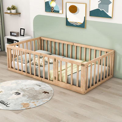 Twin Size Wood Daybed with Fence and Door