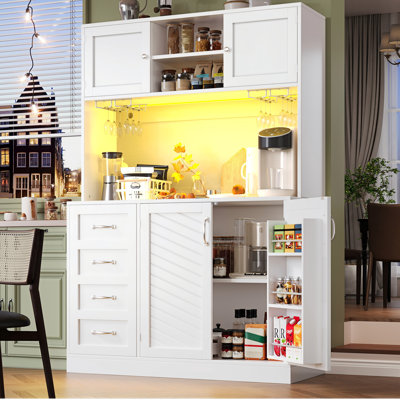 Kitchen Cabinet With Led, 4 Doors And 2 Drawers