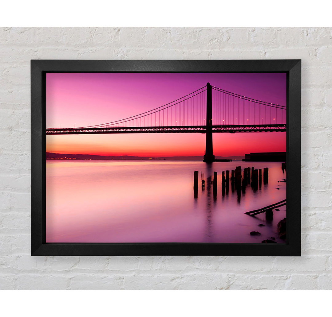 Golden Gate Bridge Pink Serene - Einzelner Bilderrahmen Kunstdrucke