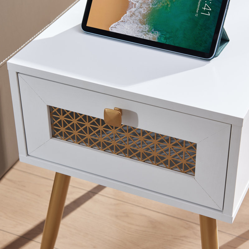 Table de bout avec rangement, Blanc