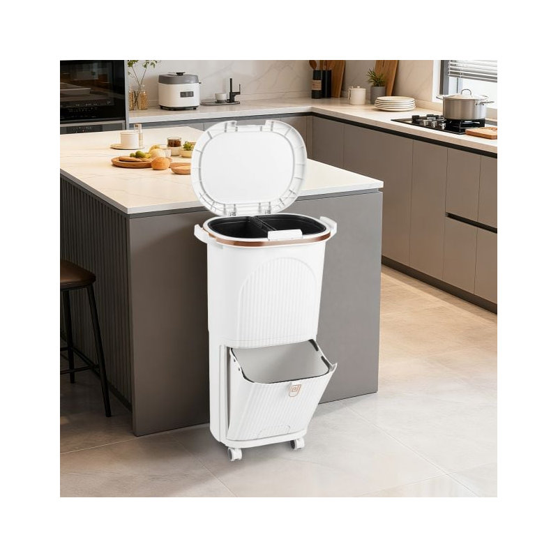 Plastic Waste Bin, White