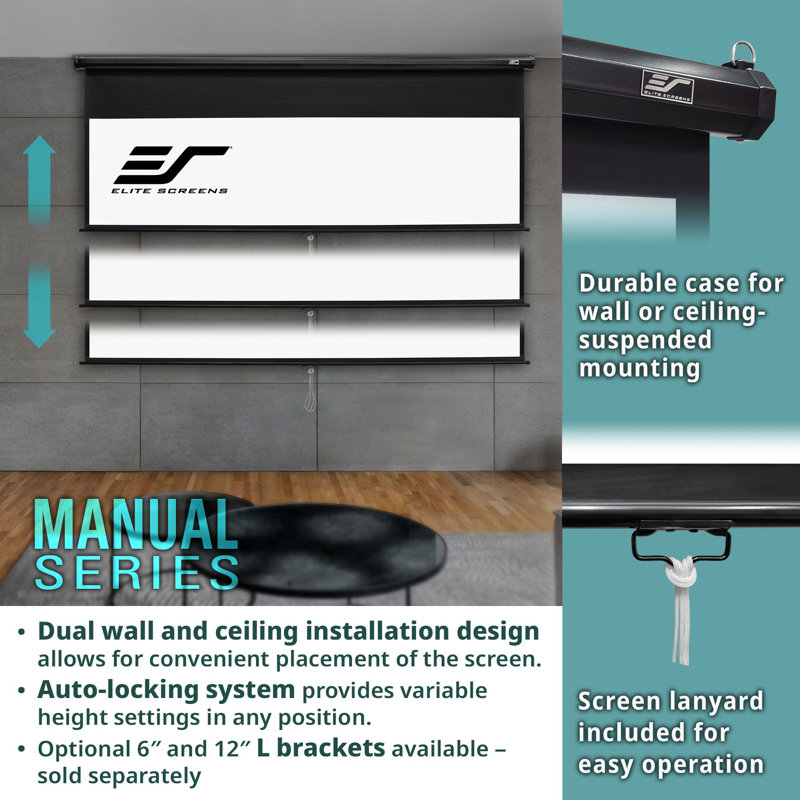 Manual Series Manual Wall/ Ceiling Projector Screen, 80" Diagonal