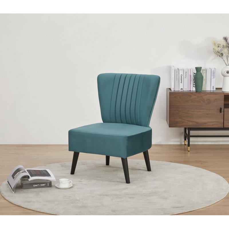 Collin Upholstered Slipper Chair, Teal Velvet