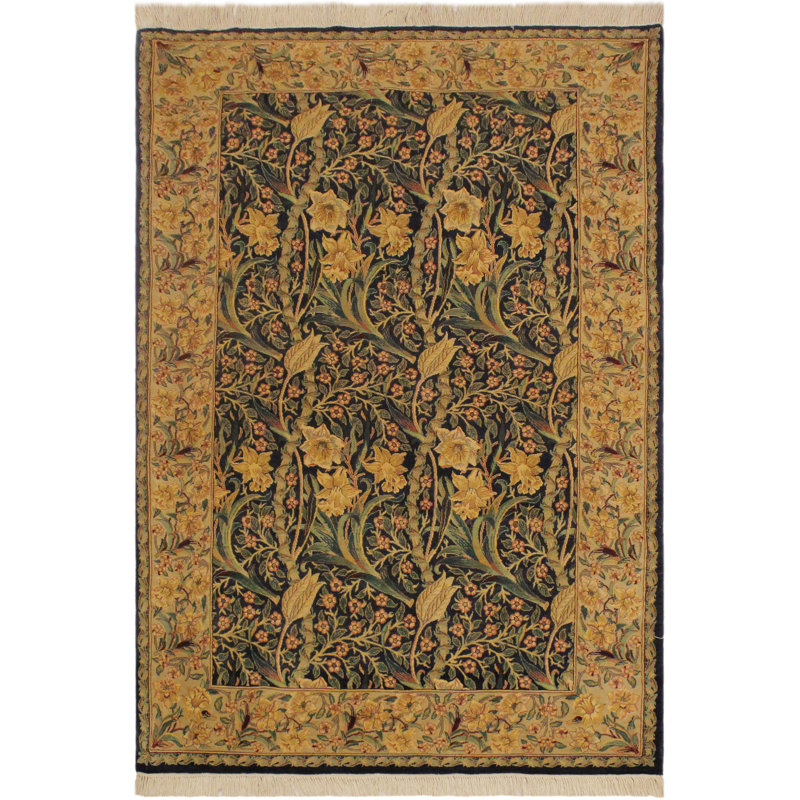 Tapis unique bleu / brun clair Aaru 4 pi 1 po x 6 pi 3 po Aaru