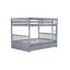 Lit superposé double en bois d'hévéa double avec lit gigogne, échelle et garde-corps, convertible en 2 lits doubles, avec lit gigogne simple, gris-234729056
