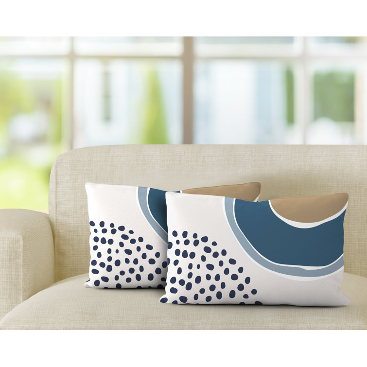 Polyester Lumbar Rectangular Indoor/Outdoor Pillow Cover & Insert Latitude Run Color: Gray/Navy/Beige