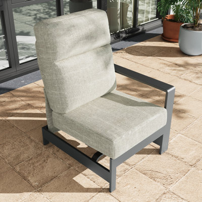 Outdoor Modern Aluminum High Backrest Left Armrest Chair With 6 Inch Cushions