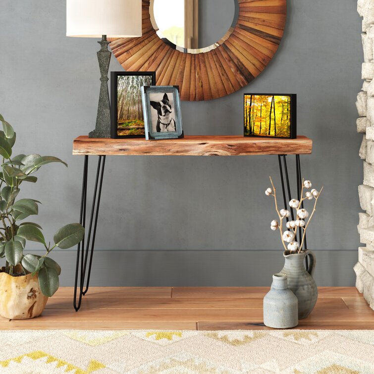 Narrow Console Table With 28 Hairpin Legs, Farmhouse Foyer Bench