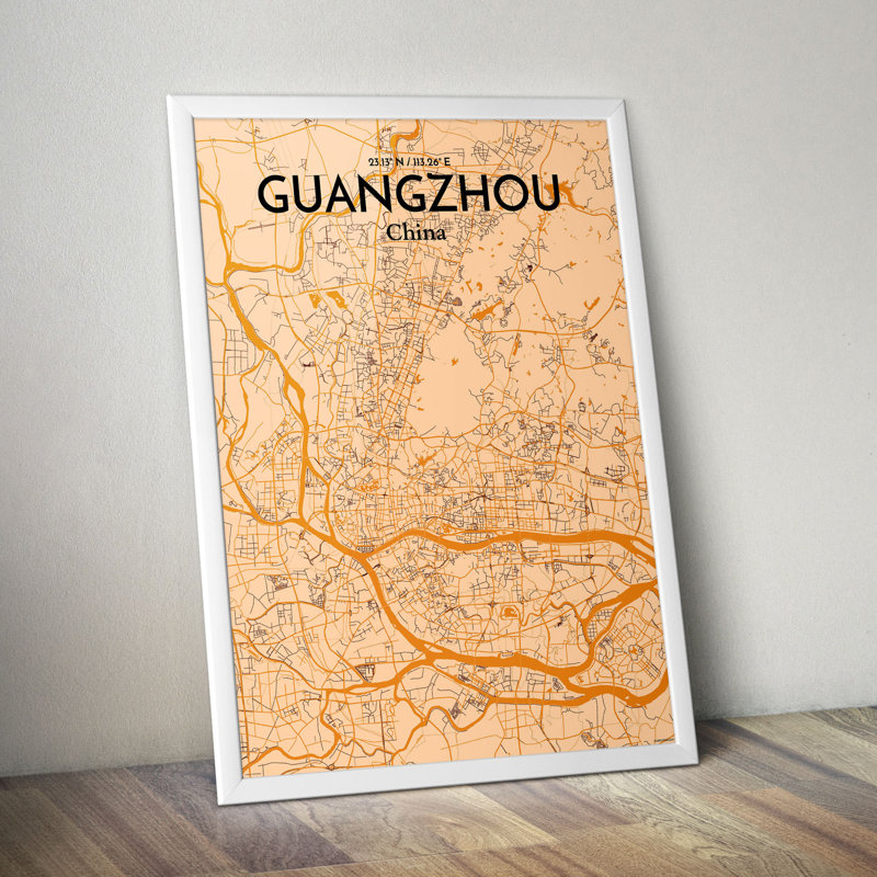 Guangzhou City Map - No Frame Print, 61cm H x 45.7cm W x 0.13cm D