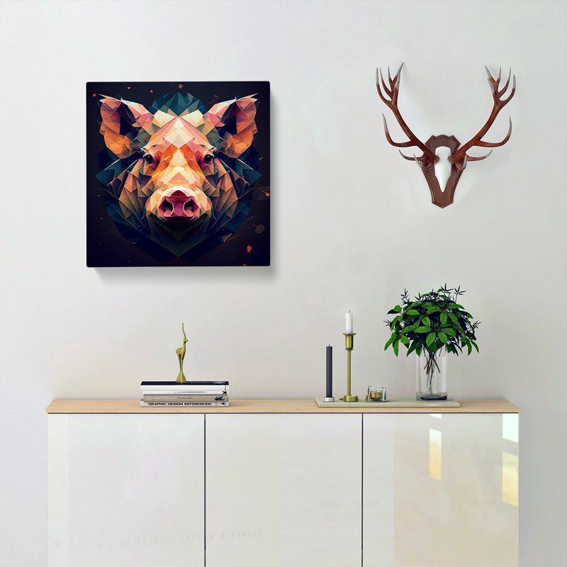 Pig Abstract No.1 - Wrapped Canvas, 50cm H x 50cm W x 3cm D