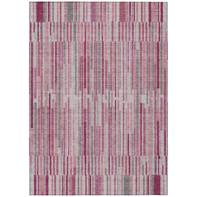 Machine Washable Indoor/Outdoor Xhevrie Blush Rug