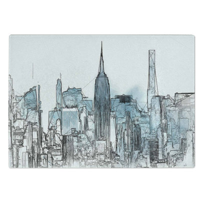 Glass Manhattan New York Skyline in Abstract Chopping Board