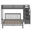 Lit mezzanine simple au-dessus d'un lit double avec escalier, gris (VIEUX SKU: SM000107AAE)