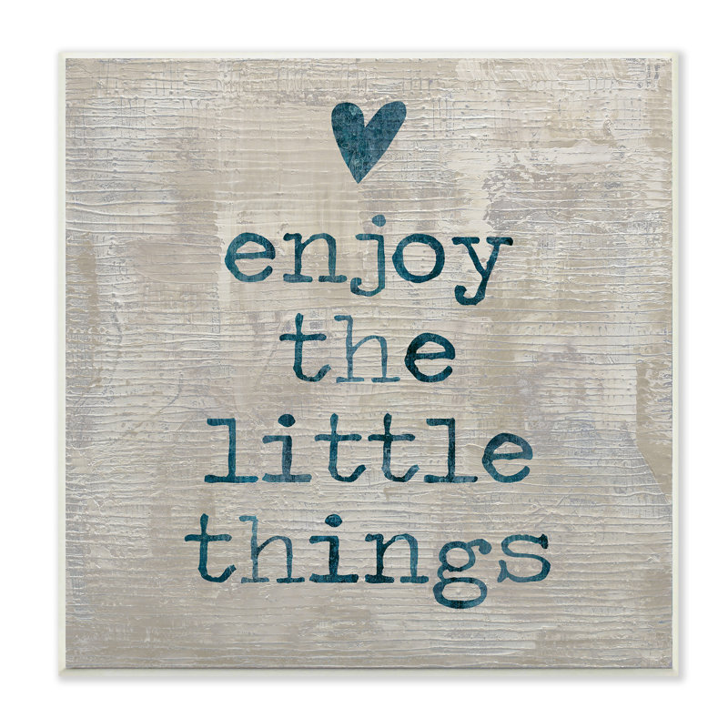 «Enjoy The Little Things with Heart Wood Look Typographie», impression, H 12 po x l 12 po, Plaque murale