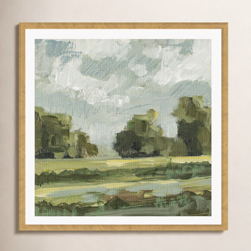 Abstrait paysage paire 12 par Miss Mustard Seed, Oui, Papier avec cadre doré, H 36 po x l 36 po x P 0,75 po