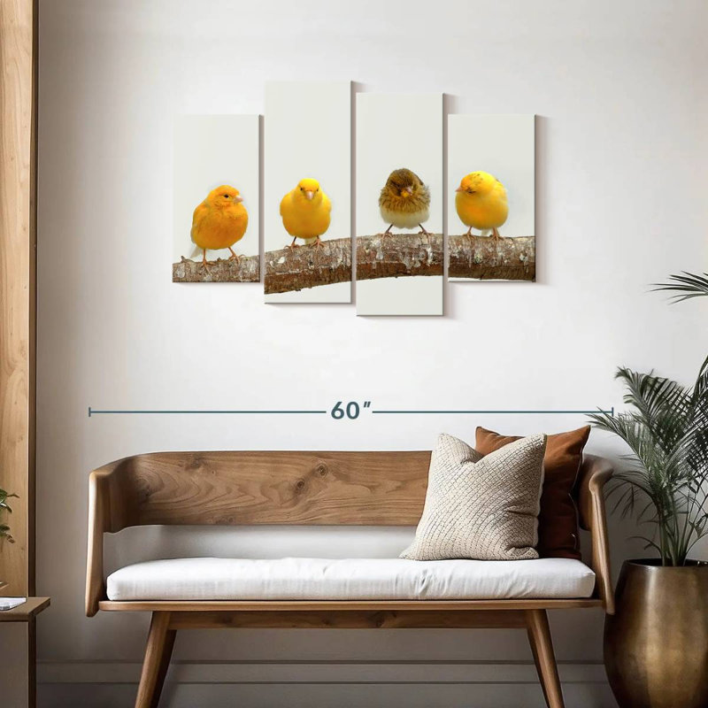 Four Canary Birds, 27"H x 43"W