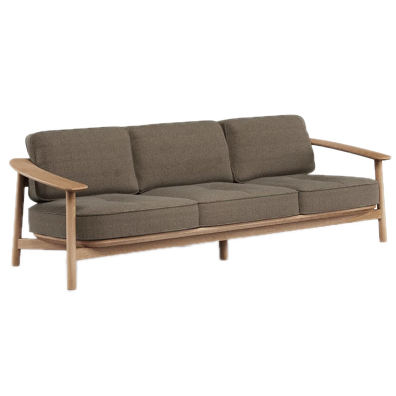 Outdoor Modern Simple Sponge Sofa 95.27'' Wide Rectangle Patio Sofa with Cushions, Brown, Light Brown