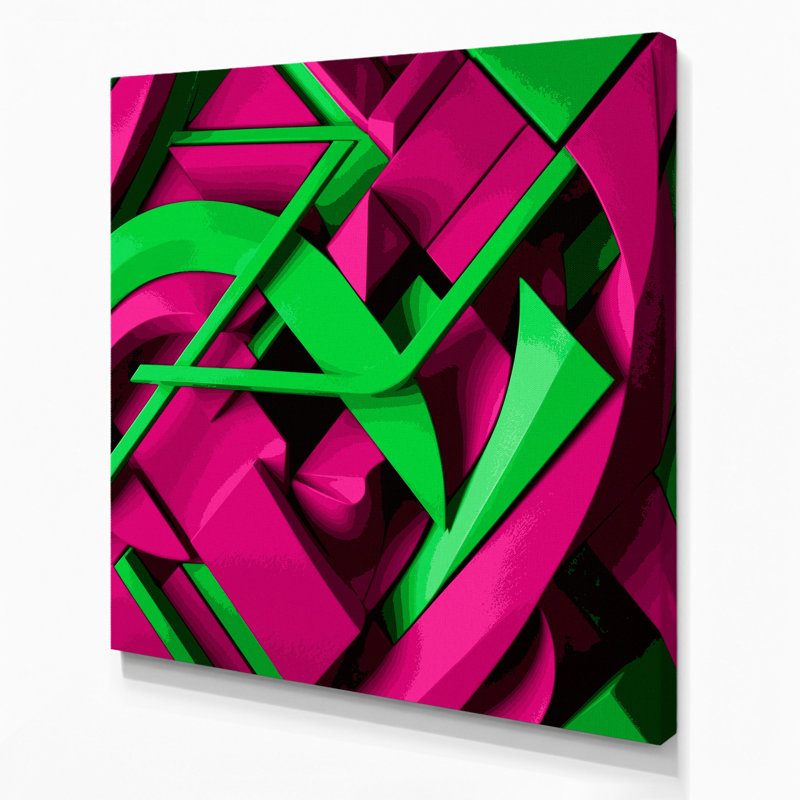 «Geometric Abstraction 43», art mural sur toile rose, H 8 po x l 8 po