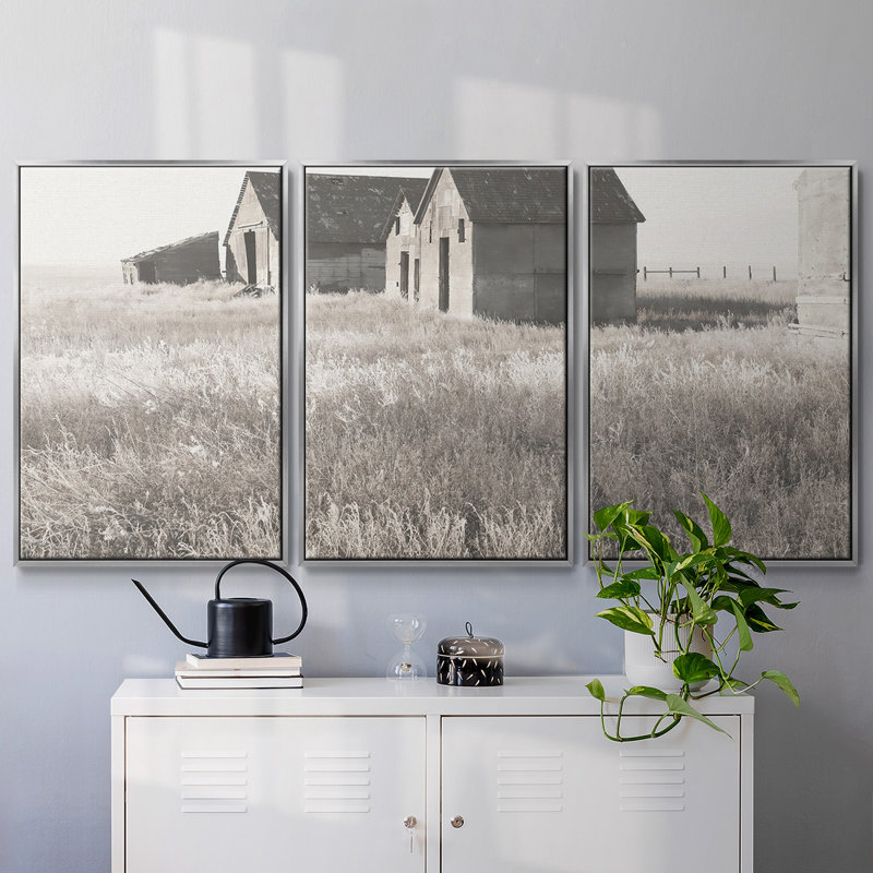Neutre grange - Toile encadrée multi-pièces, H 24 po x l 48 po x P 2 po, Argent