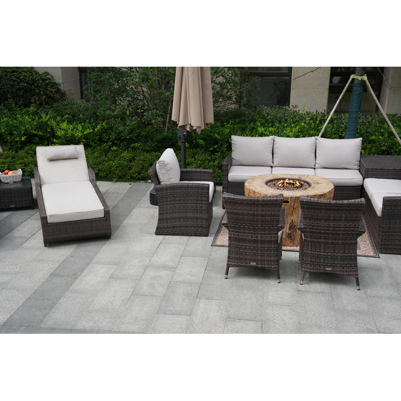 Almanza 10 - Person Patio Conversation Set with Cushions, Beige, Brown