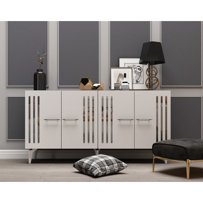 Olivia 150cm Console Table, White/Silver