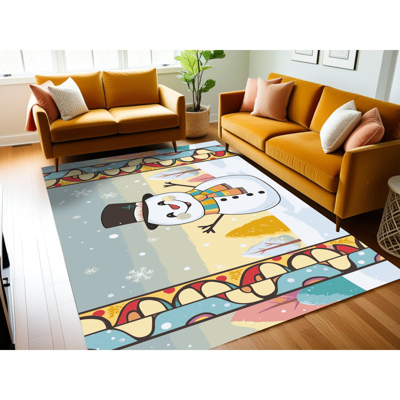 Tapis de vacances d'hiver de Noël lavable The Holiday Aisle®, Rectangulaire 8 pi x 12 pi