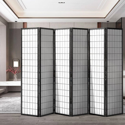 270 cm W x 180 cm H 6 - Panel Solid Wood Folding Room Divider