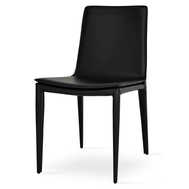 Tiffany Dining Chair, Black Bonded Leather