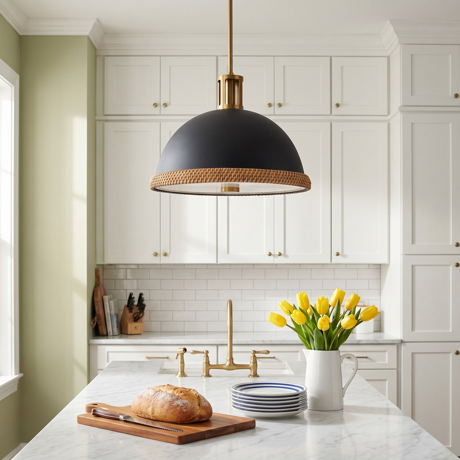 Doral Pendant, Matte Black, 12.75"H x 16.38"W x 16.38"D