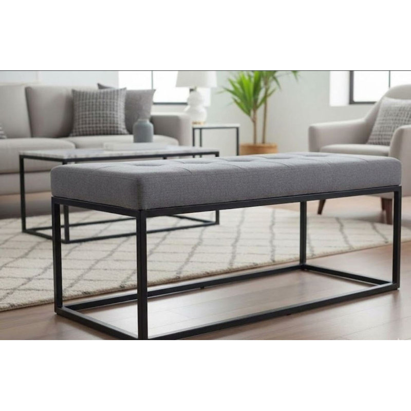 Babilonia Upholstered Bench, Gray